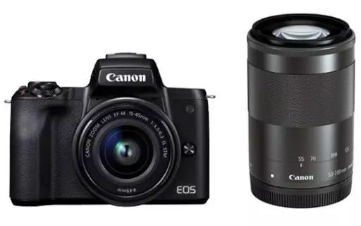カメラ Canon ミラーレスカメラ EOS Kiss M ダブルズームキット 2410万画素 ブラック