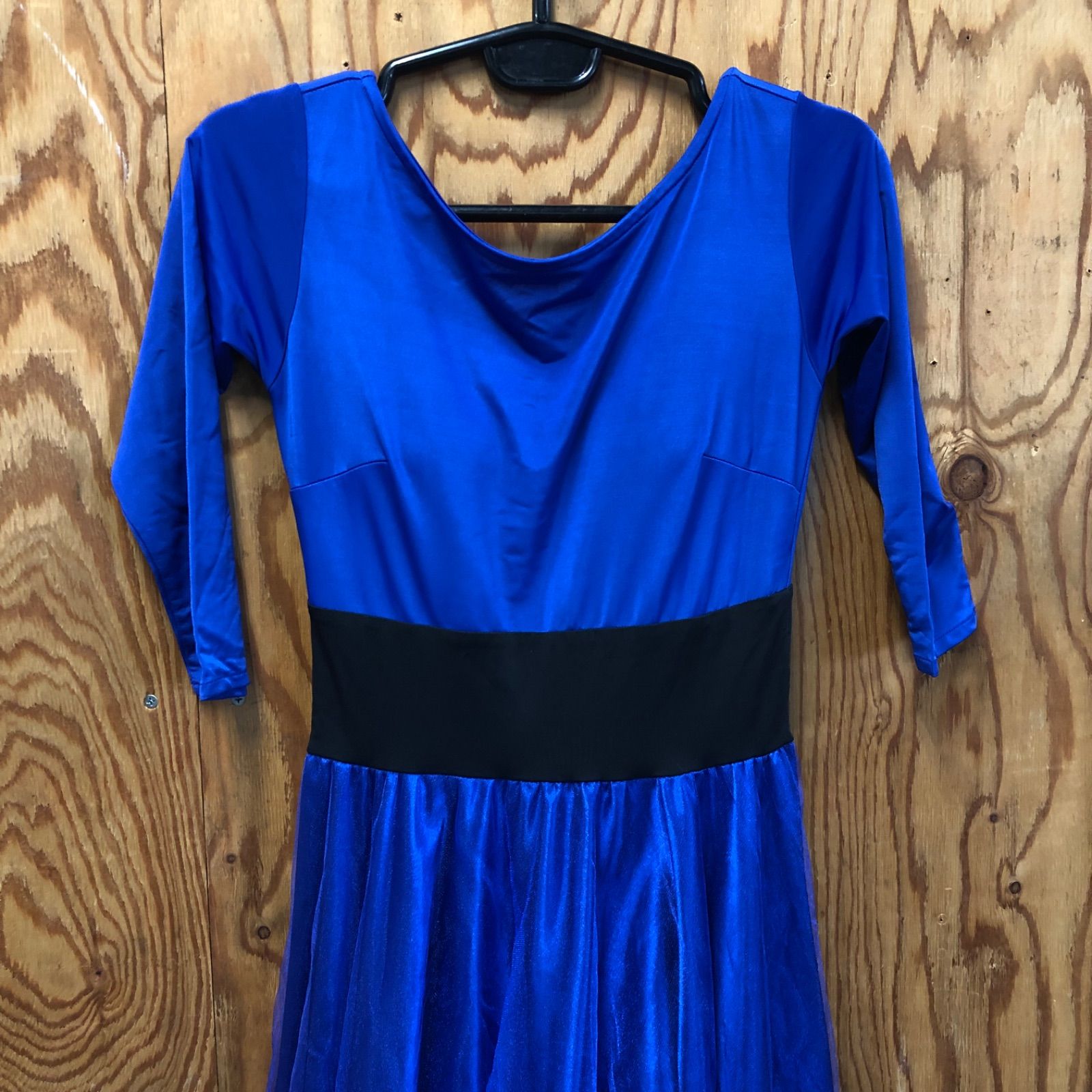 げ交渉 社交ダンスドレス パーティドレス ブルー フリル