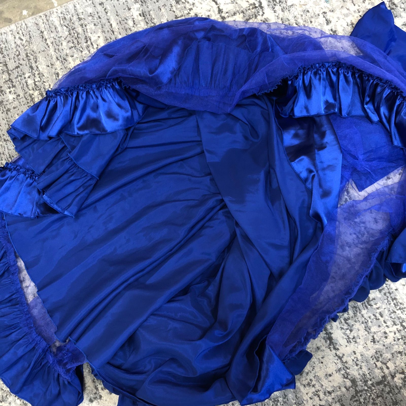  げ交渉 社交ダンスドレス パーティドレス ブルー フリル ドレス ダンス衣装 社交ダンス