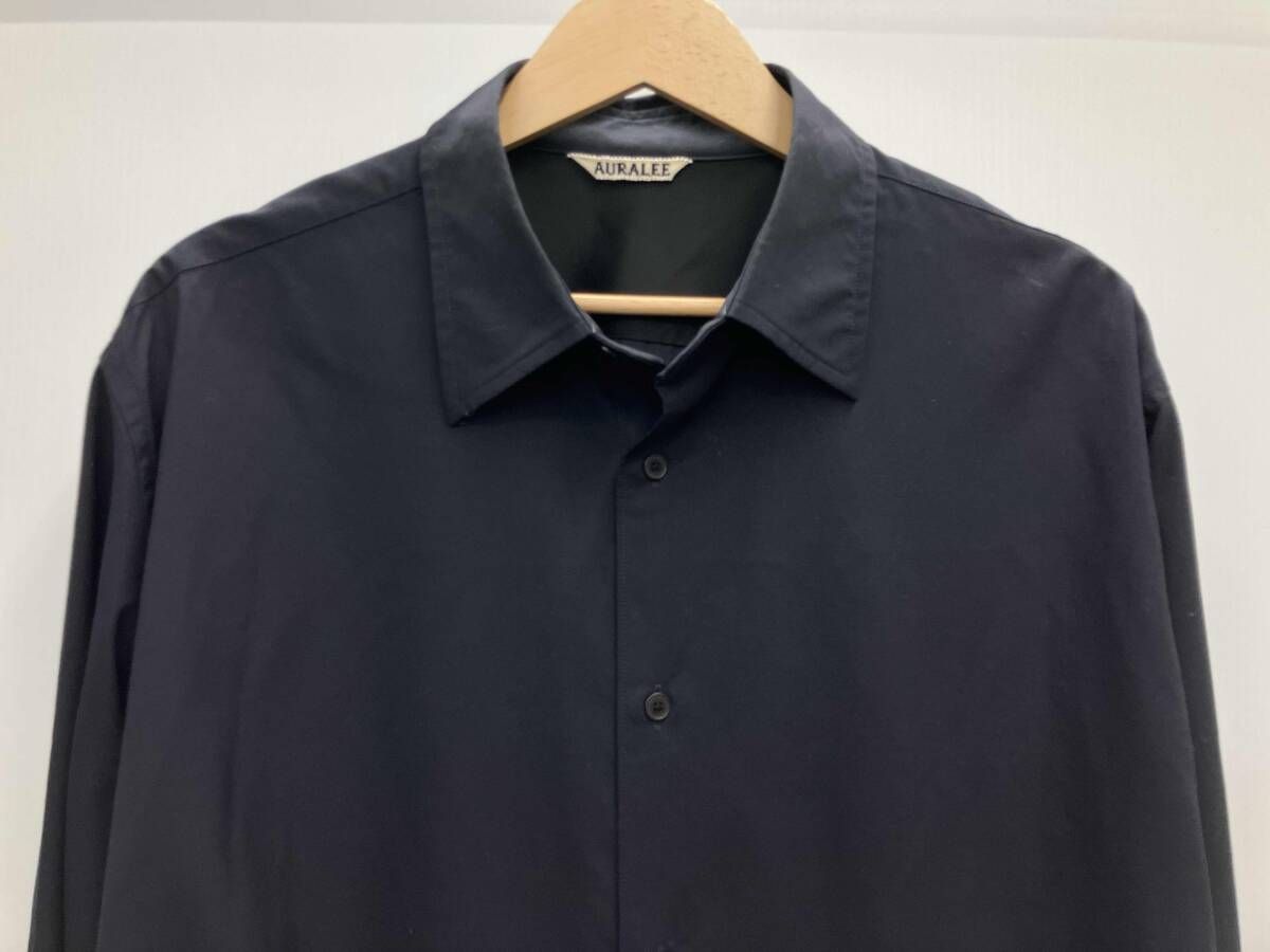 AURALEE オーラリー SUPER FINE WOOL SHIRT スーパーファイン トロピカルウールシャツ ダークネイビー サイズ5