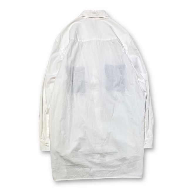 24 aw GROUND Y 長袖シャツ COTTON SHIRT WITH WOOL GAUZE POCKETS ホワイト GO-B 14-814 サイズ3