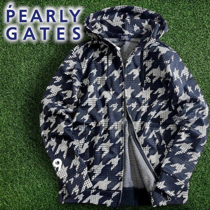 PEARLY GATES パーリーゲイツ ゴルフ モノフィラエアクッション フルジップ フーディ パーカー ジャケット ゴルフウェア 053 2262901 定価3 5万 ダークネイビー ブラック ホワイト 4 039 50219 w 01