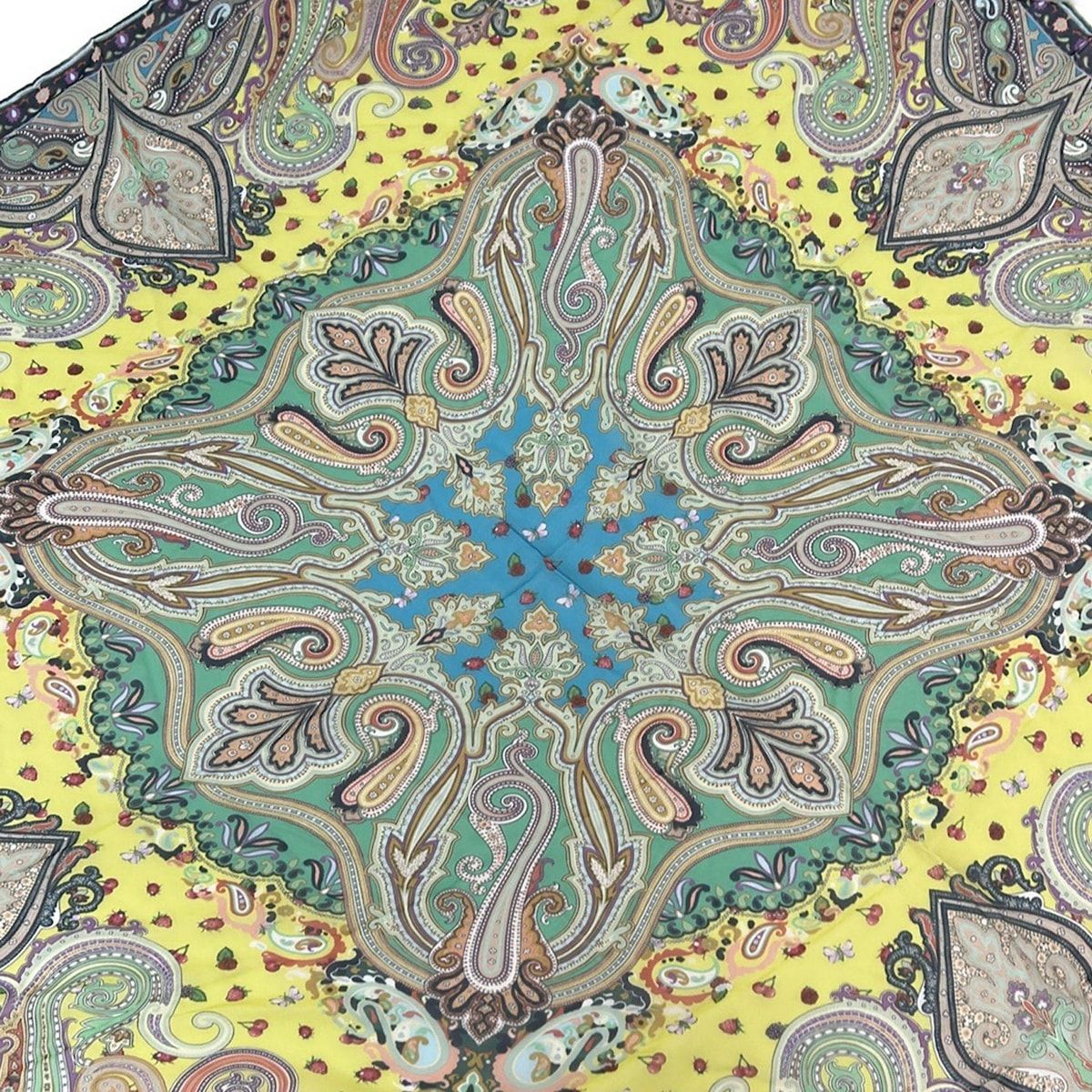 ETRO(エトロ) スカーフ新品同様 - イエロー×グリーン×マルチ