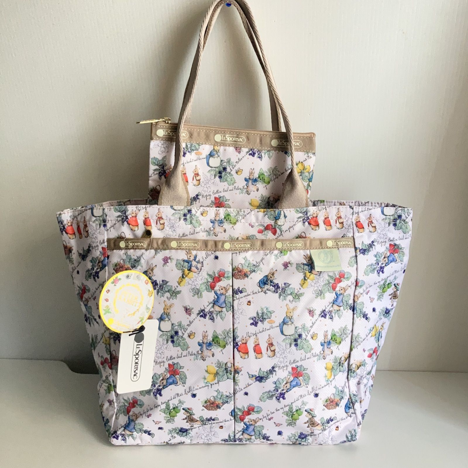 レスポートサック ピーターラビット トートバッグ 大容量 ポーチ付き