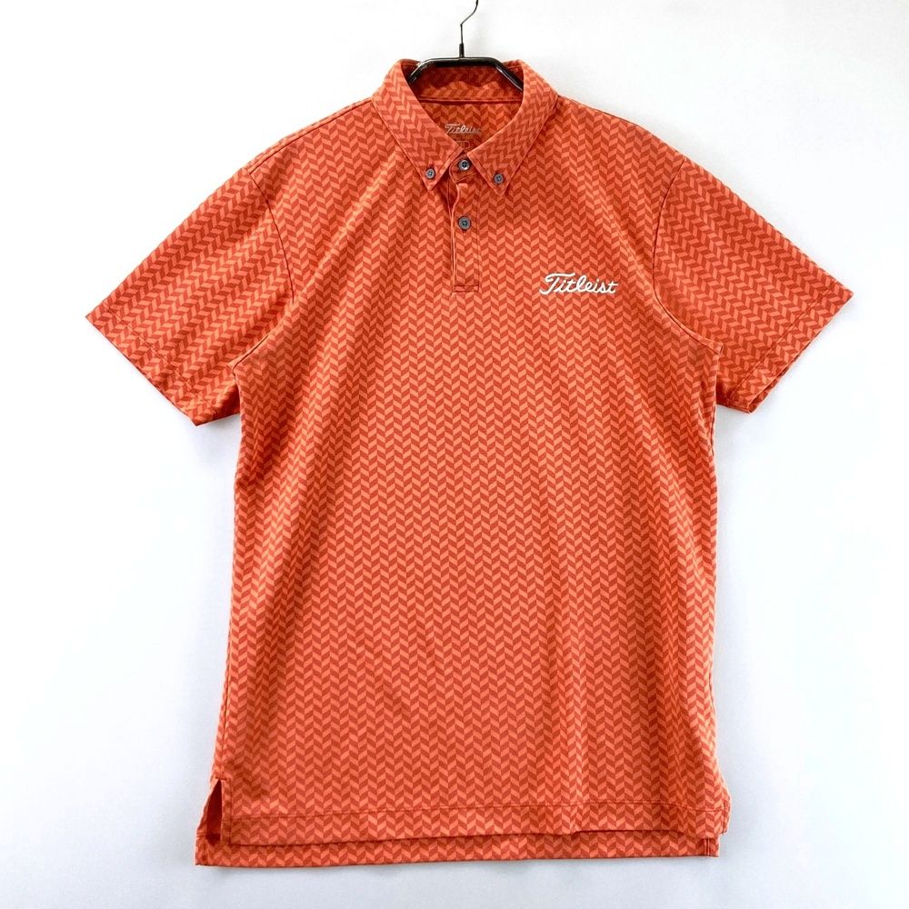 タイトリスト ゴルフ ウェア メンズ トップス ポロシャツ 半袖人気 サイズ：L TITLEIST タイトリスト 半袖ポロシャツ 総柄 オレンジ系