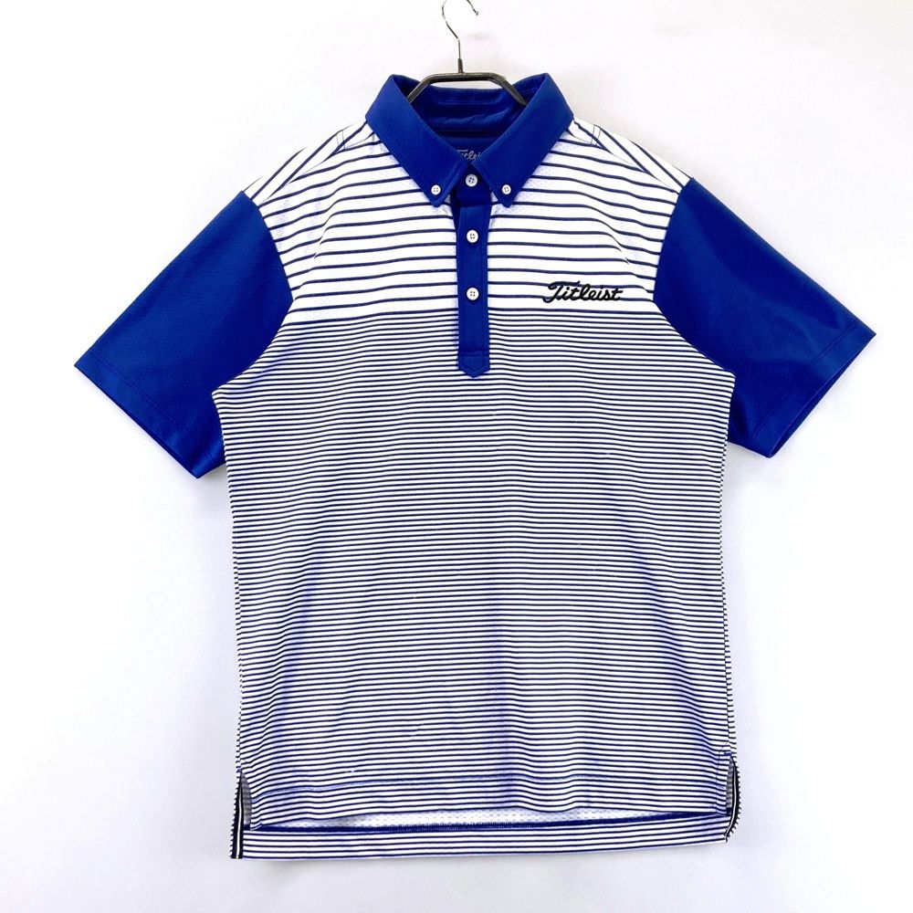 サイズ：L TITLEIST タイトリスト 半袖ポロシャツ ボーダー柄 ブルー系