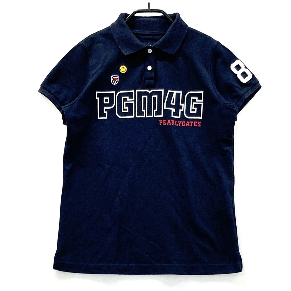 サイズ：0 PEARLY GATES パーリーゲイツ  半袖ポロシャツ ニコちゃん  ネイビー系 [240101548884] ゴルフウェア レディース ストスト