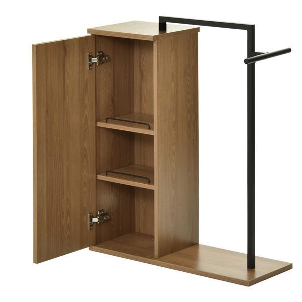 収納付きハンガーラック ライトブラウン 組立品