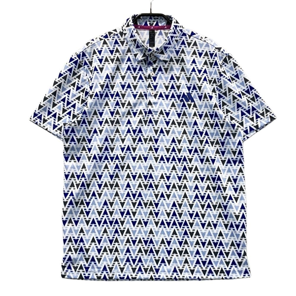 超激得，格安 サイズ：L ADIDAS GOLF アディダスゴルフ HT6835 半袖ポロシャツ ボタンダウン 総柄 ブルー系 [240101549583] ゴルフウェア メンズ ストスト シャツ