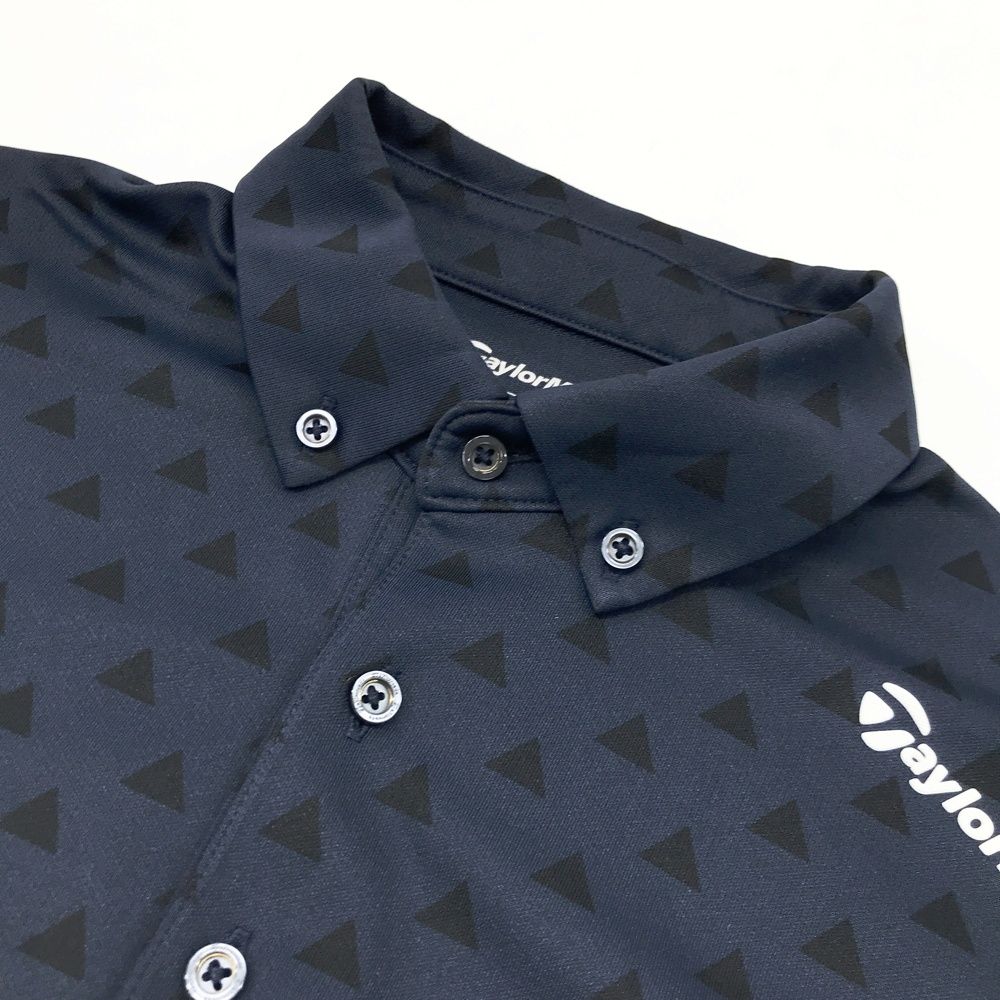 サイズ：S TAYLOR MADE テーラーメイド 半袖ポロシャツ 総柄 ネイビー