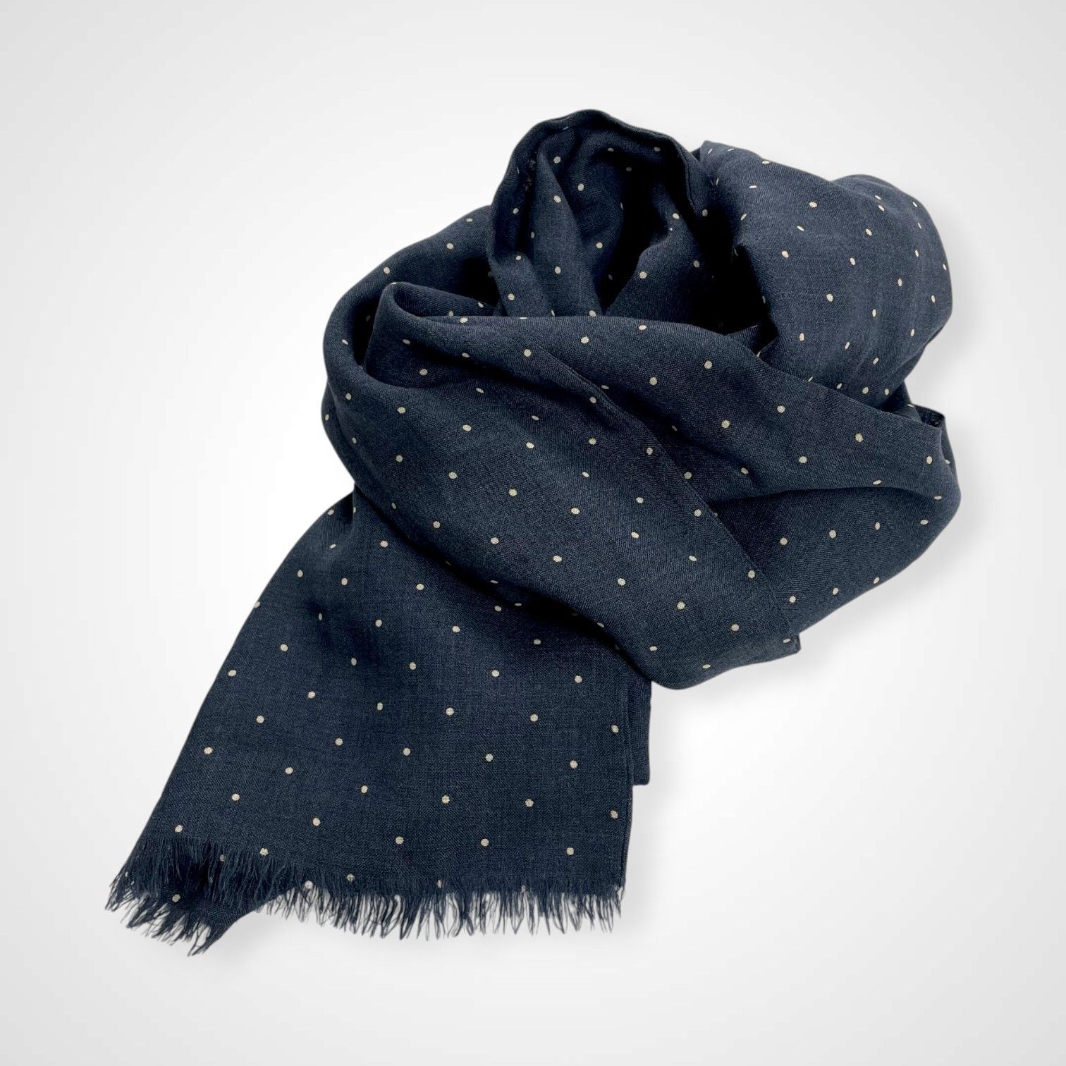 DRAKE'S ドレイクス / polka dot stall ウール×シルク ネイビー SIZE