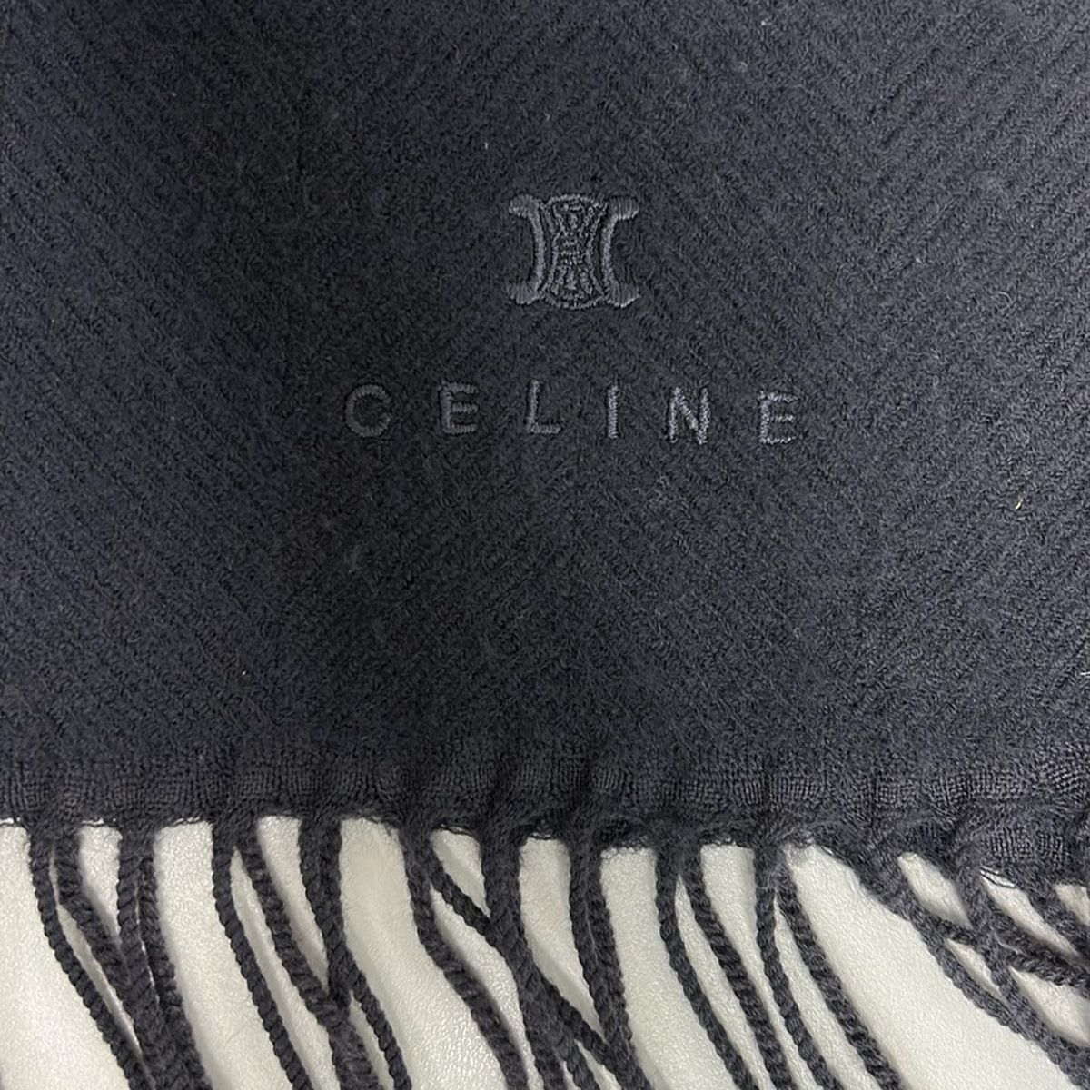 CELINE セリーヌ マフラー ダークグレー フリンジ ウール