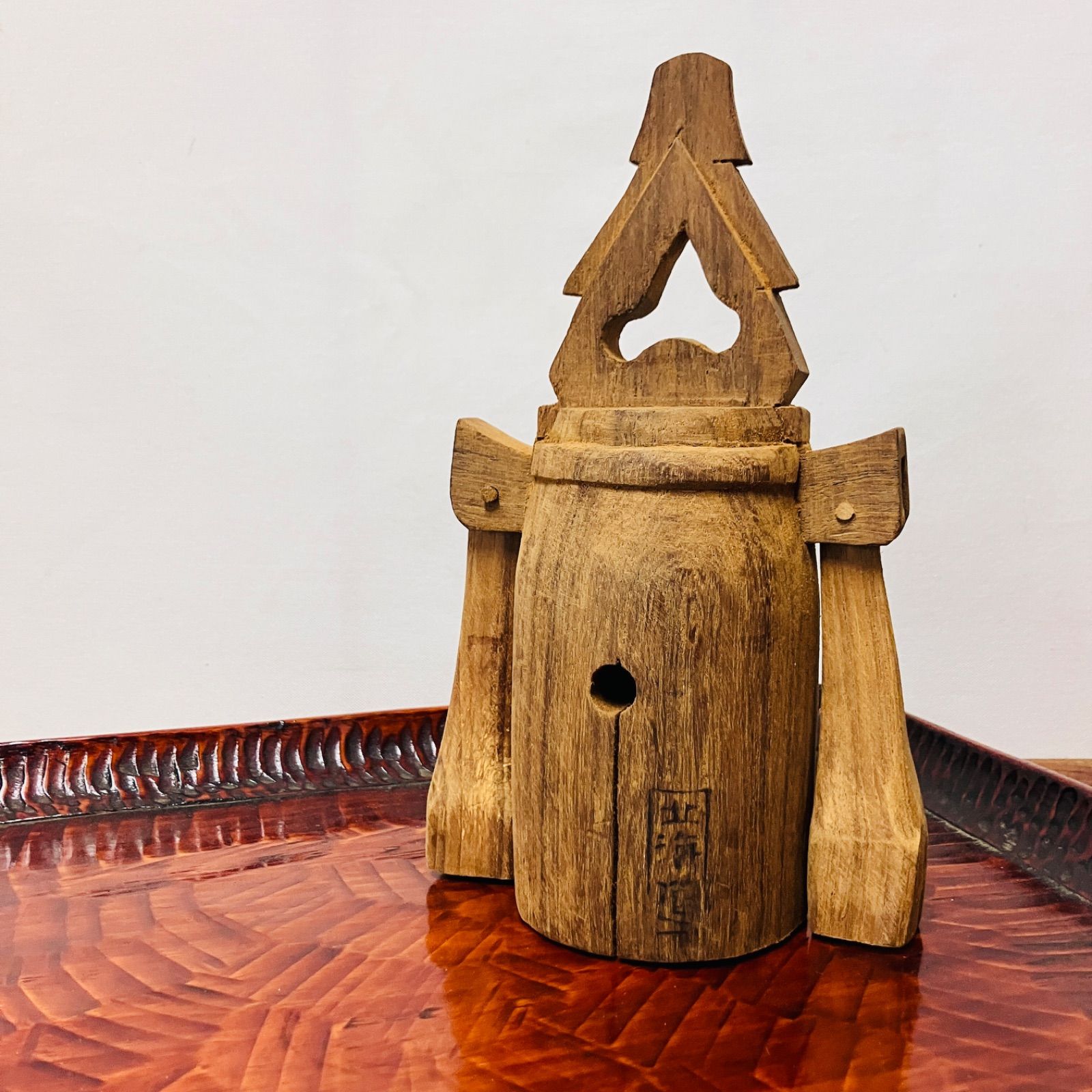 木工レトロ 木製のカウベル 昭和四十七年 お土産品かと 木工芸 古道具