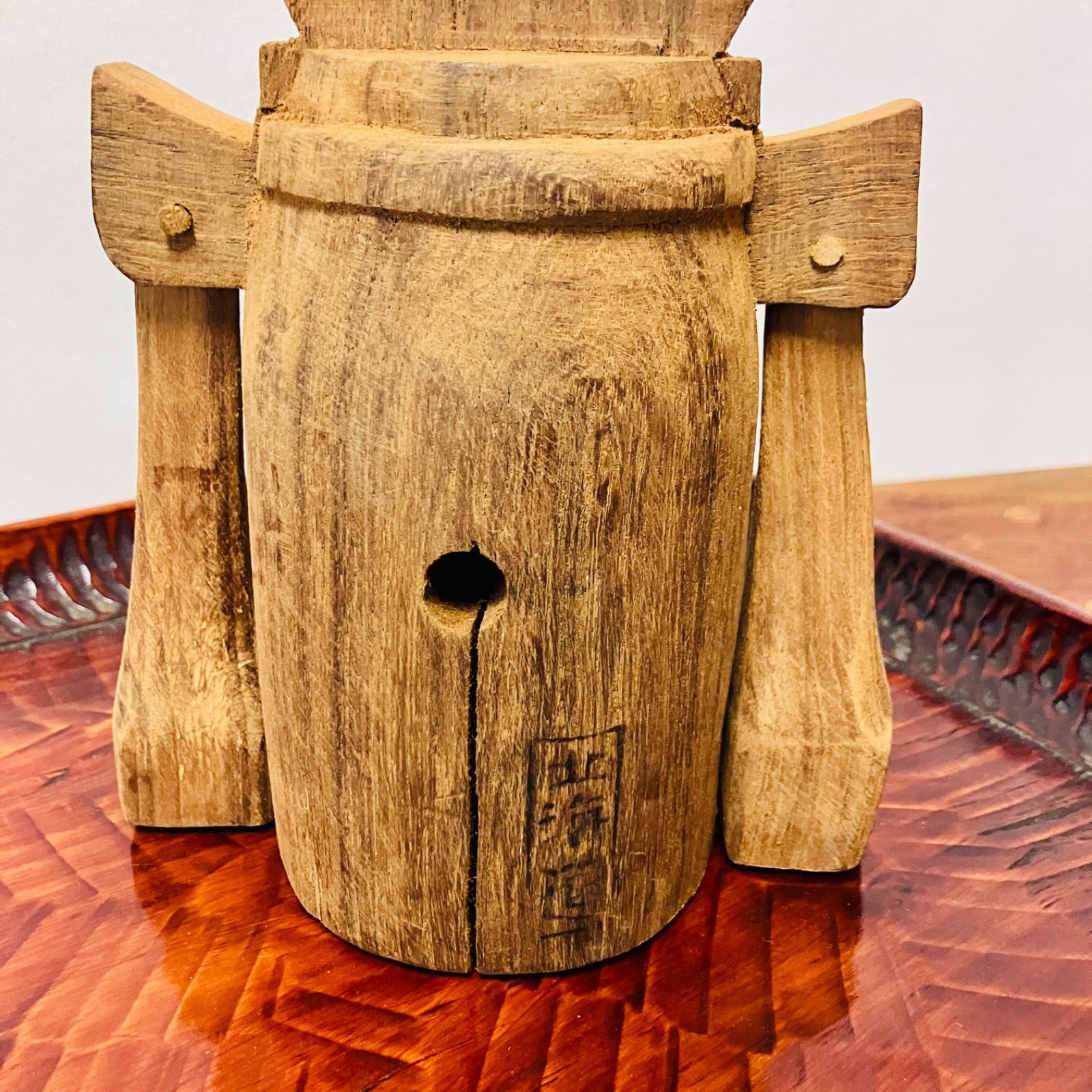 木工レトロ 木製のカウベル 昭和四十七年 お土産品かと 木工芸 古道具