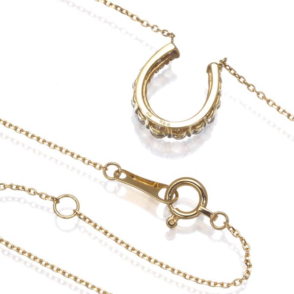 ダイヤ ダイヤモンド 0.30ct ホースシュー ネックレス K18YG #182154