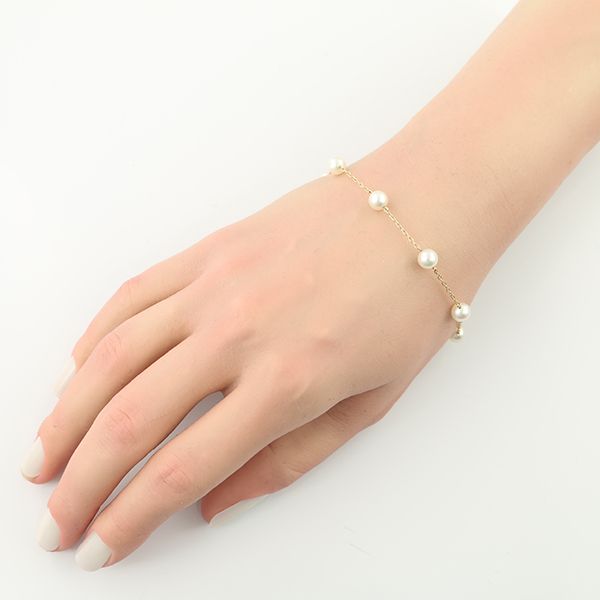 ミキモト ブレスレット 真珠 5.8-6.0mm ステーション K14YG #182896