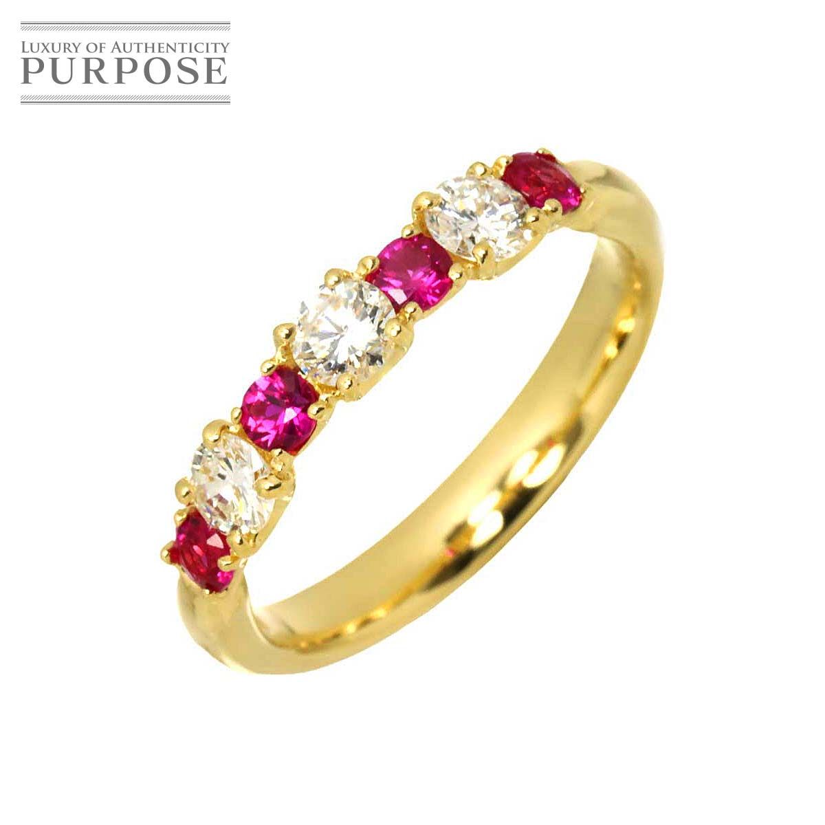 リング 11 5号 ルビー 0 35 ct ダイヤ 45 K 18 YG イエローゴールド 750 指輪 Ruby Ring