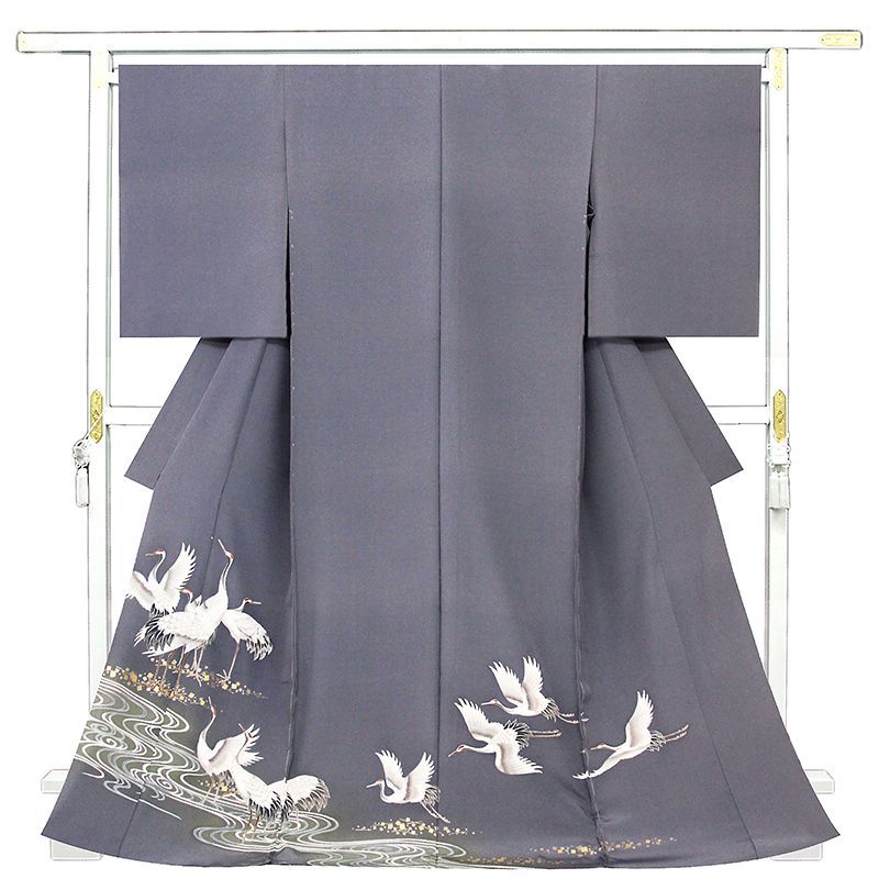 記念感謝祭【仕立無料】特撰京友禅手描き美術工芸本加工☆王朝祝い鶴波