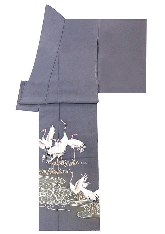 記念感謝祭 仕立無料 特撰京友禅手描き美術工芸本加工 王朝祝い鶴波文 本金 手刺繍入 色留袖