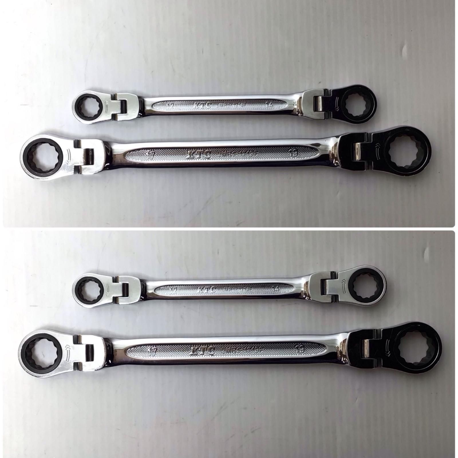  ΘΘKTC ケーティーシー めがねレンチセット 程度B 4本 使用感有 両頭首振りタイプ LMR 1-1719|1214|1012|0810 F メガネレンチ スパナ レンチ