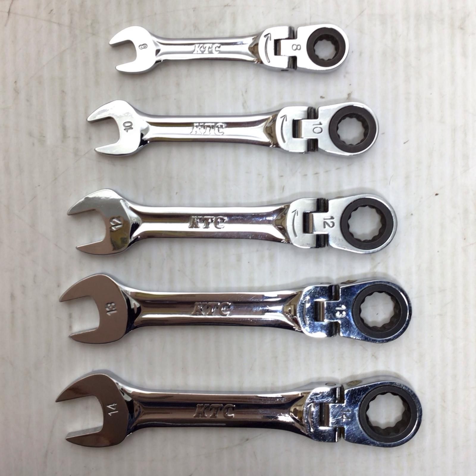 ΘΘKTC ケーティーシー ショートラチェットコンビネーションレンチセット 程度B 5本 使用感有 MSR 2 S-14 13 12 11 10 F