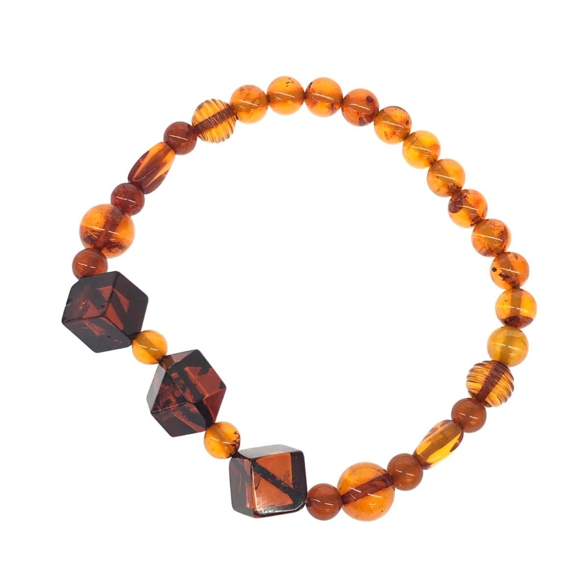 琥珀/ブレスレット 虫入り琥珀(蚊)/ウイスキーアンバー ブラウン ユニ