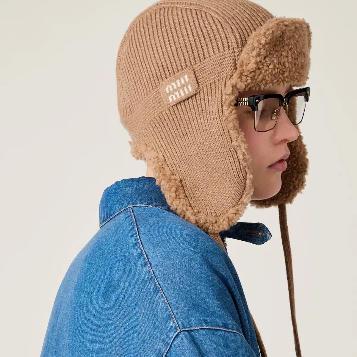 miu miu白ニット帽 Miu Miu アルパカウール ニット帽 ホワイト 【公式