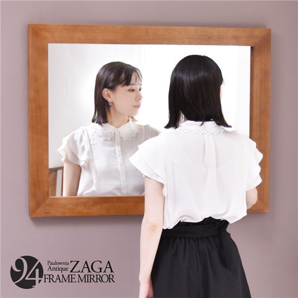 フラットフレーム壁掛けミラー ブラウン
