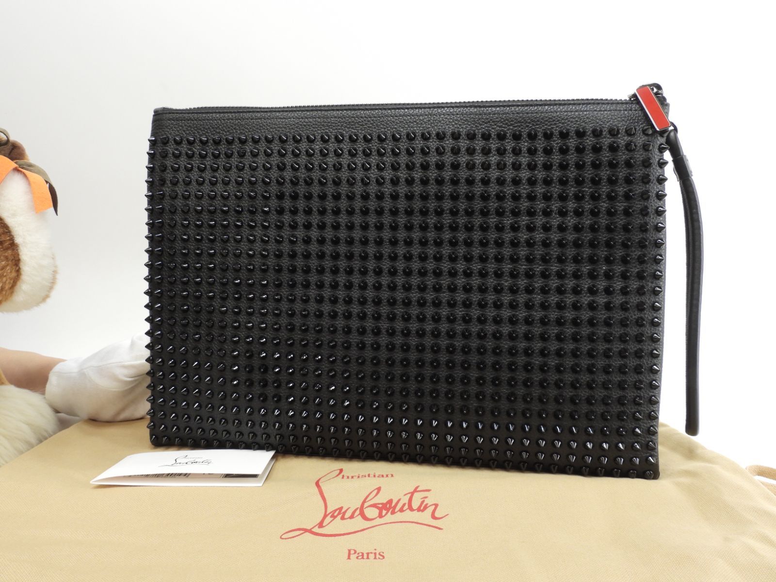 クリスチャンルブタン クラッチバッグ Kaloupouch レザー黒 パネトーネスタッズ 3