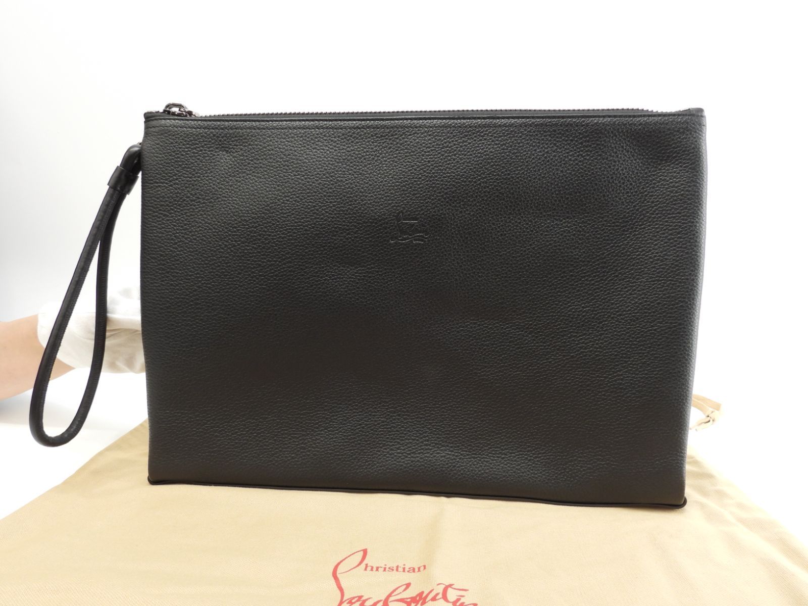 クリスチャンルブタン クラッチバッグ Kaloupouch レザー黒 パネトーネスタッズ ♥ 3