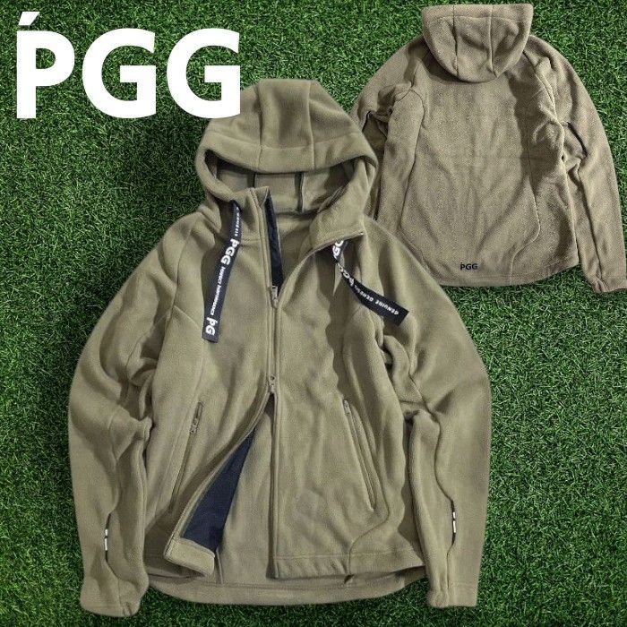 PGG by PEARLY GATES ピージージー パーリーゲイツ ゴルフ フリースボンディング 無地 ストレッチ フーディジャケット パーカー ブルゾン ゴルフウェア 268 2220001 定価4 4万 カーキ 4 048 51110 w 03