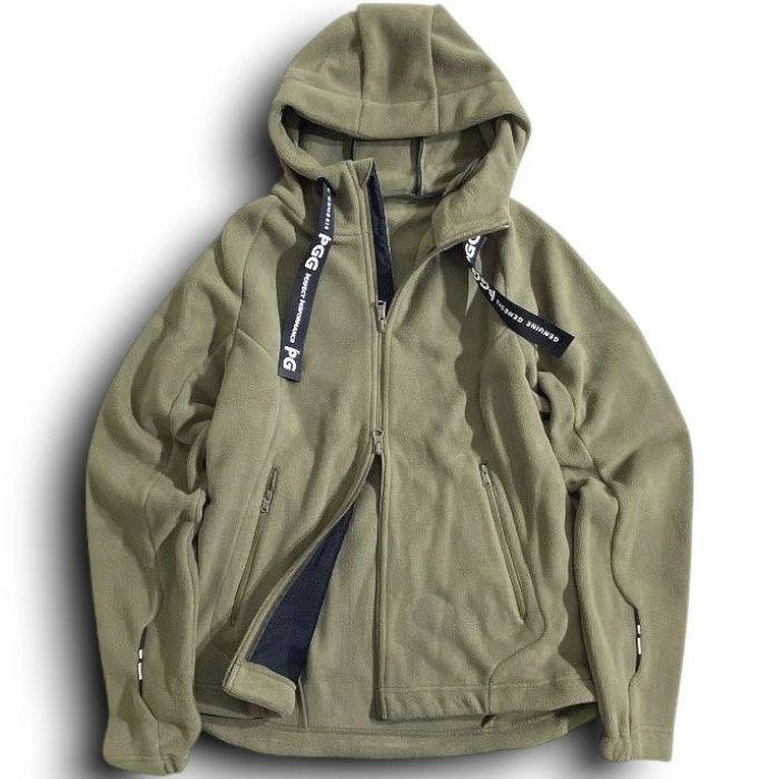 PGG by PEARLY GATES ピージージー パーリーゲイツ ゴルフ フリースボンディング 無地 ストレッチ フーディジャケット パーカー ブルゾン ゴルフウェア 268-2220001 定価4.4万 カーキ 4 048 51110 w 03