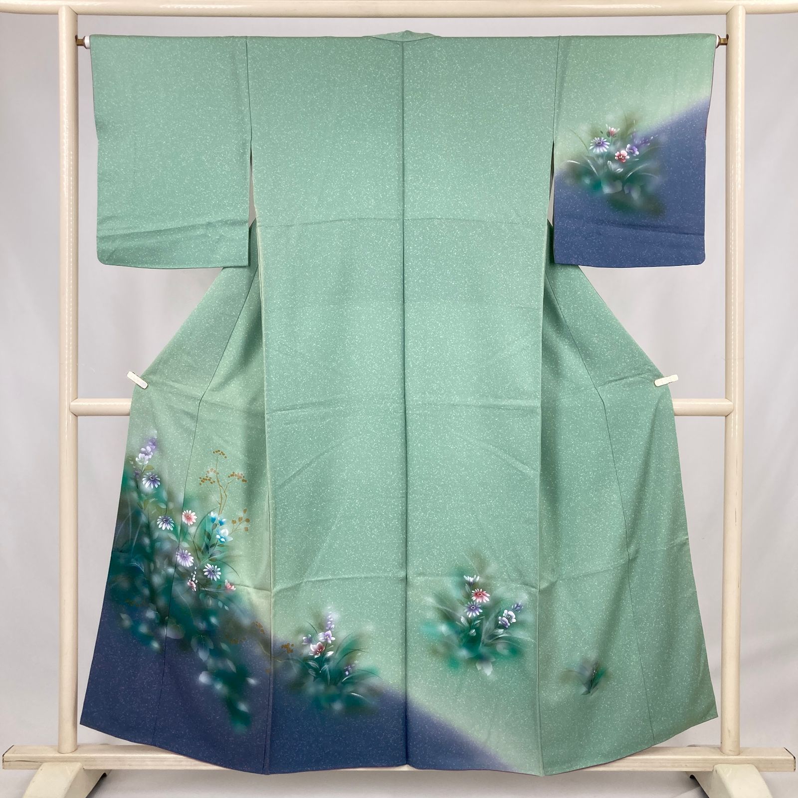 たんす屋 着物 リユース着物 訪問着 緑 フォーマル 花 手描き ぼかし