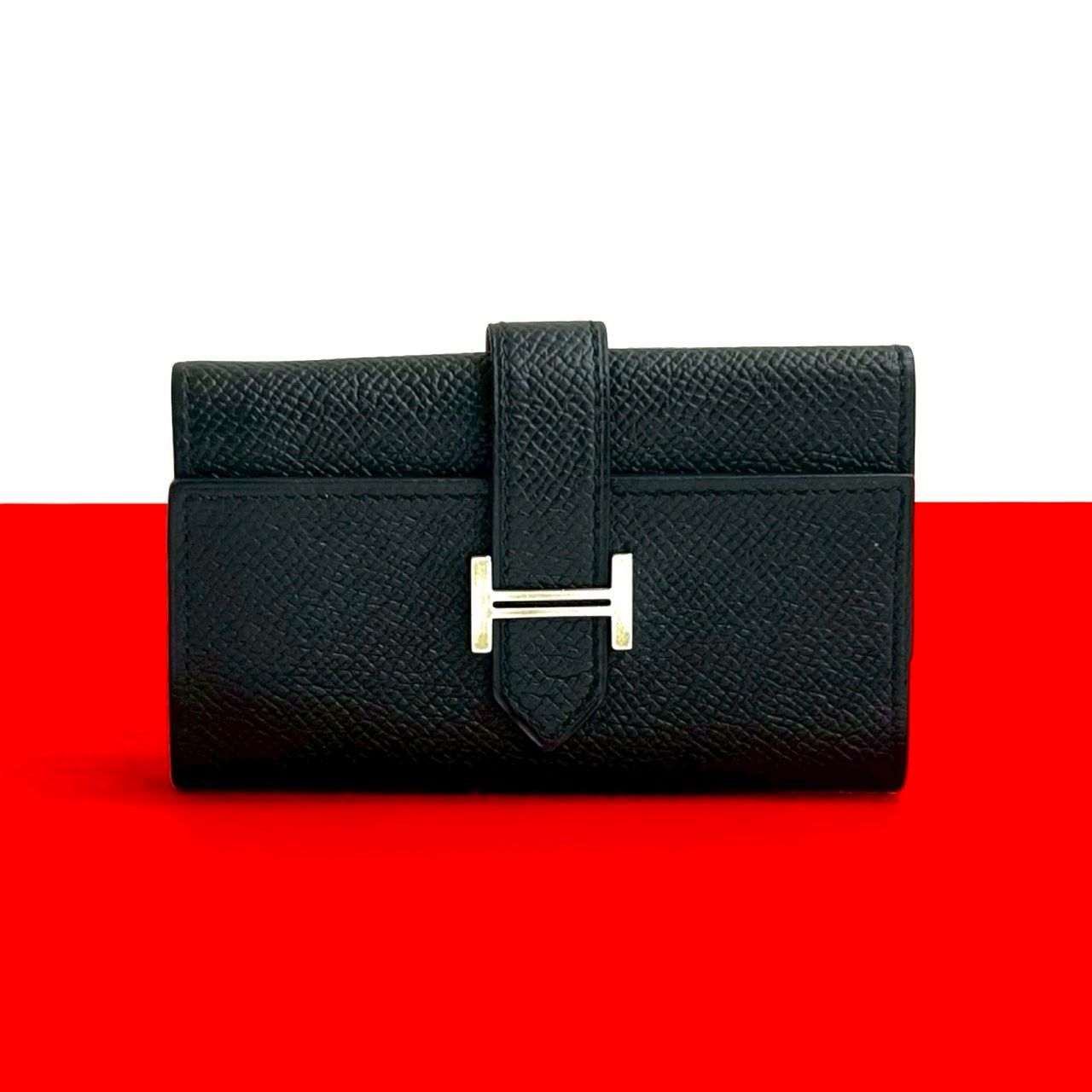 極 美品 T 刻印 HERMES エルメス ベアン キーケース 三つ折り 4連