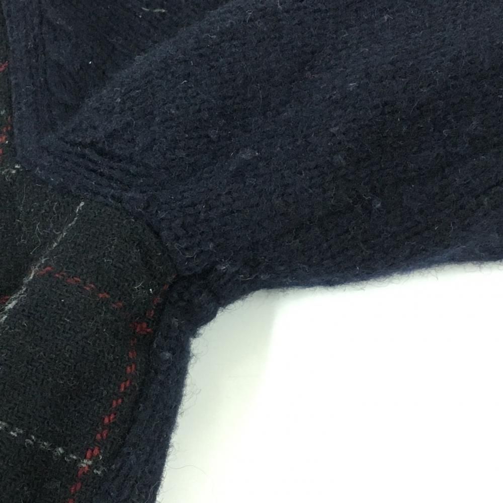 切替ニットジャケット ネイビー×レッド