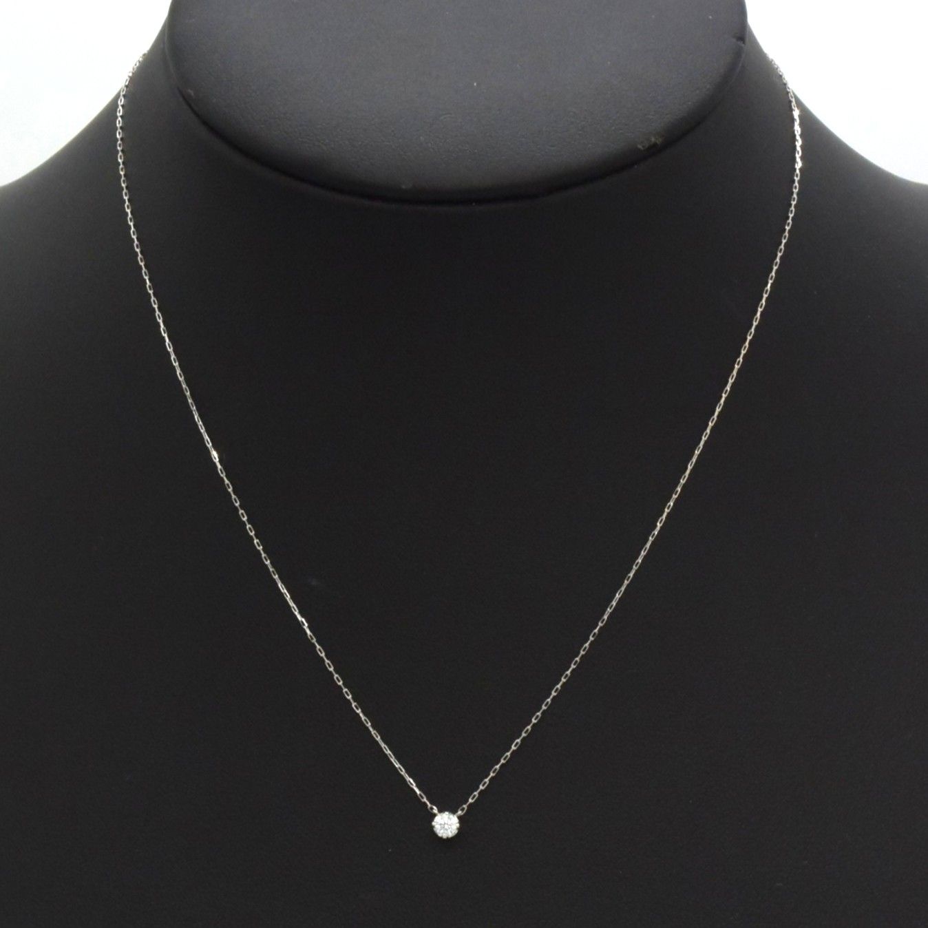 K10WG 石付きネックレス 一粒 4℃ 全長40cm シンプル 普段使い 毎日