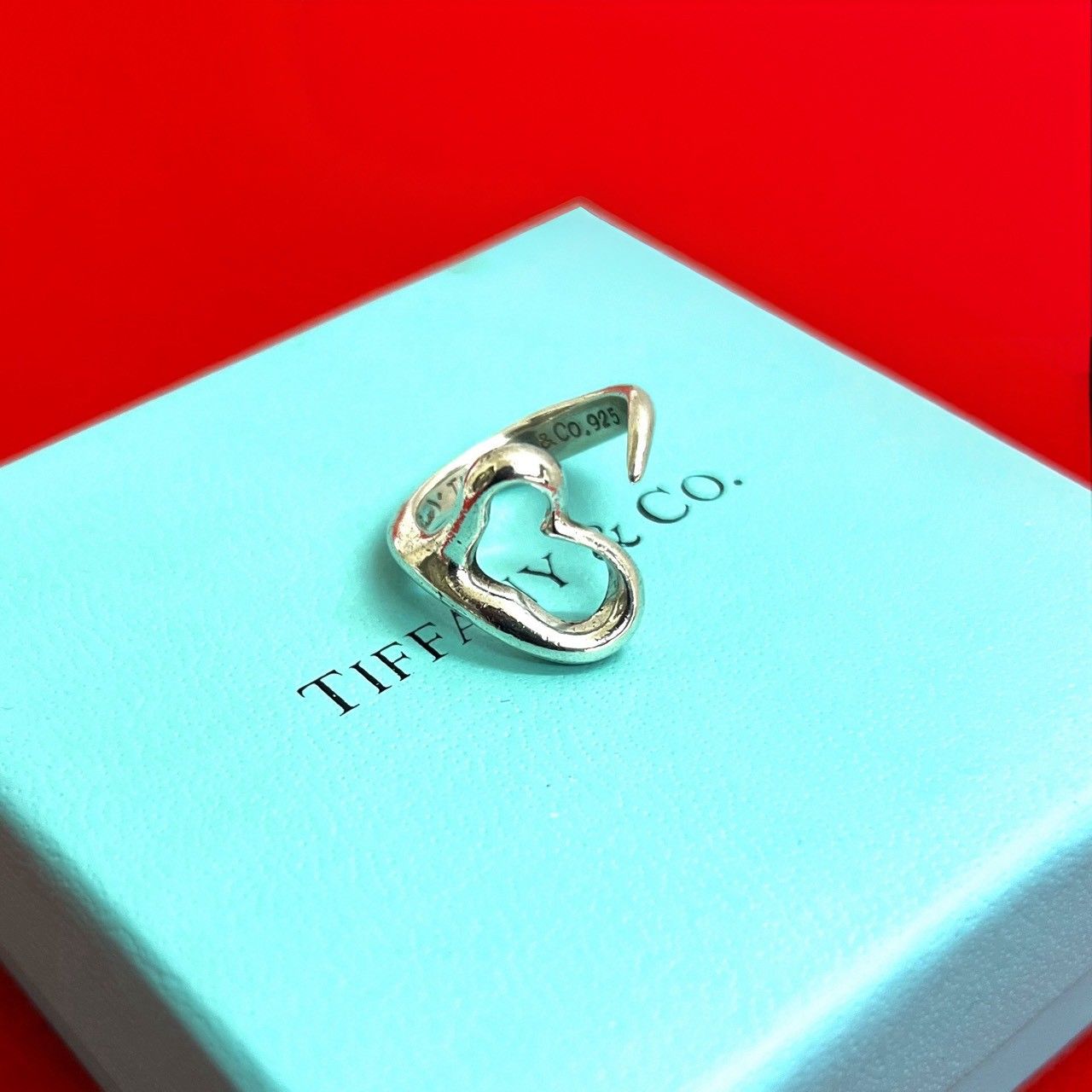 TIFFANY Co ティファニー エルサペレッティ オープンハート リング シルバー925 指輪 10号 シルバー s 652 b