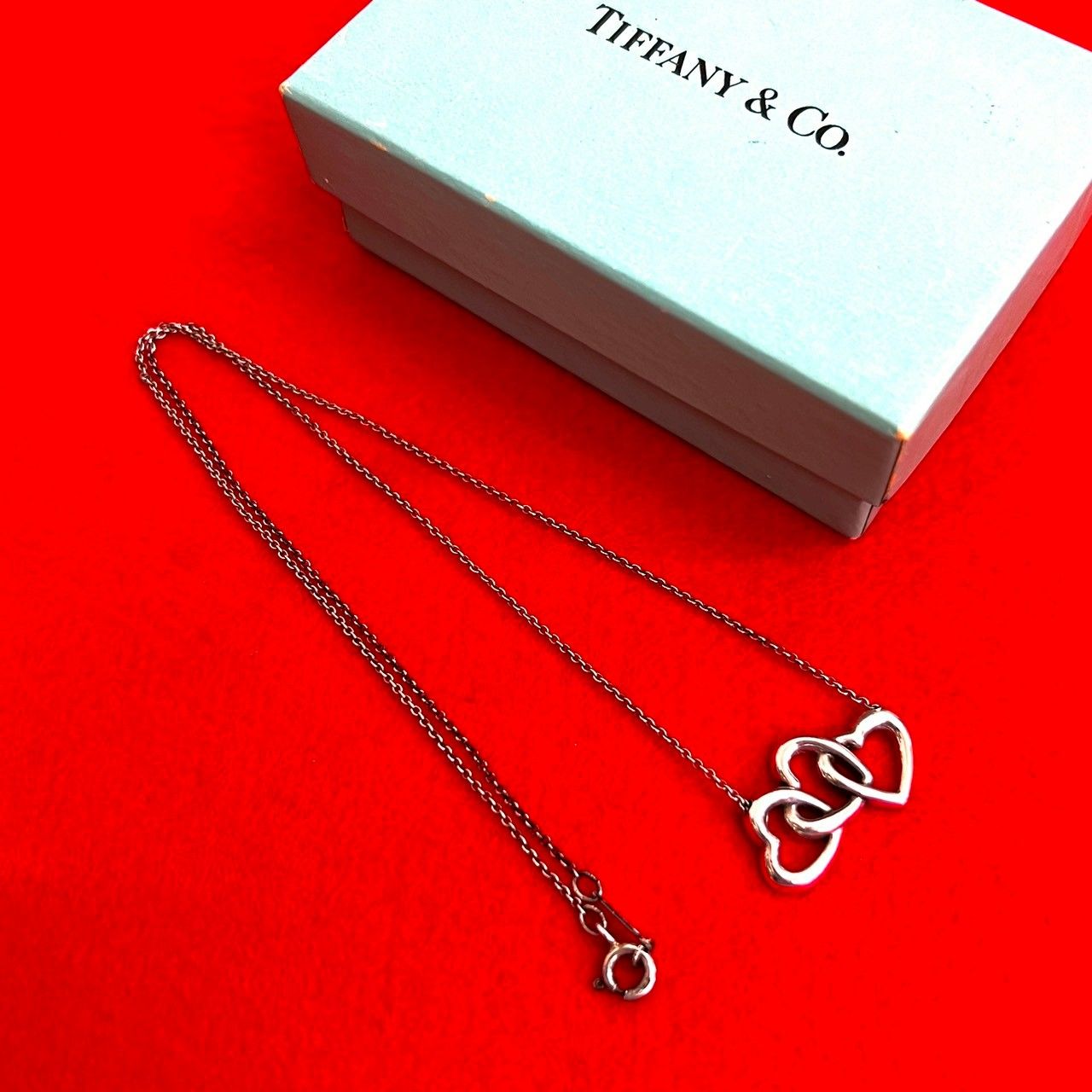 【極美品】ティファニー ネックレス オープンハート シルバー925 箱袋付き 極 美品 箱 袋付き TIFFANY&Co. ティファニー オープンハート トリプル
