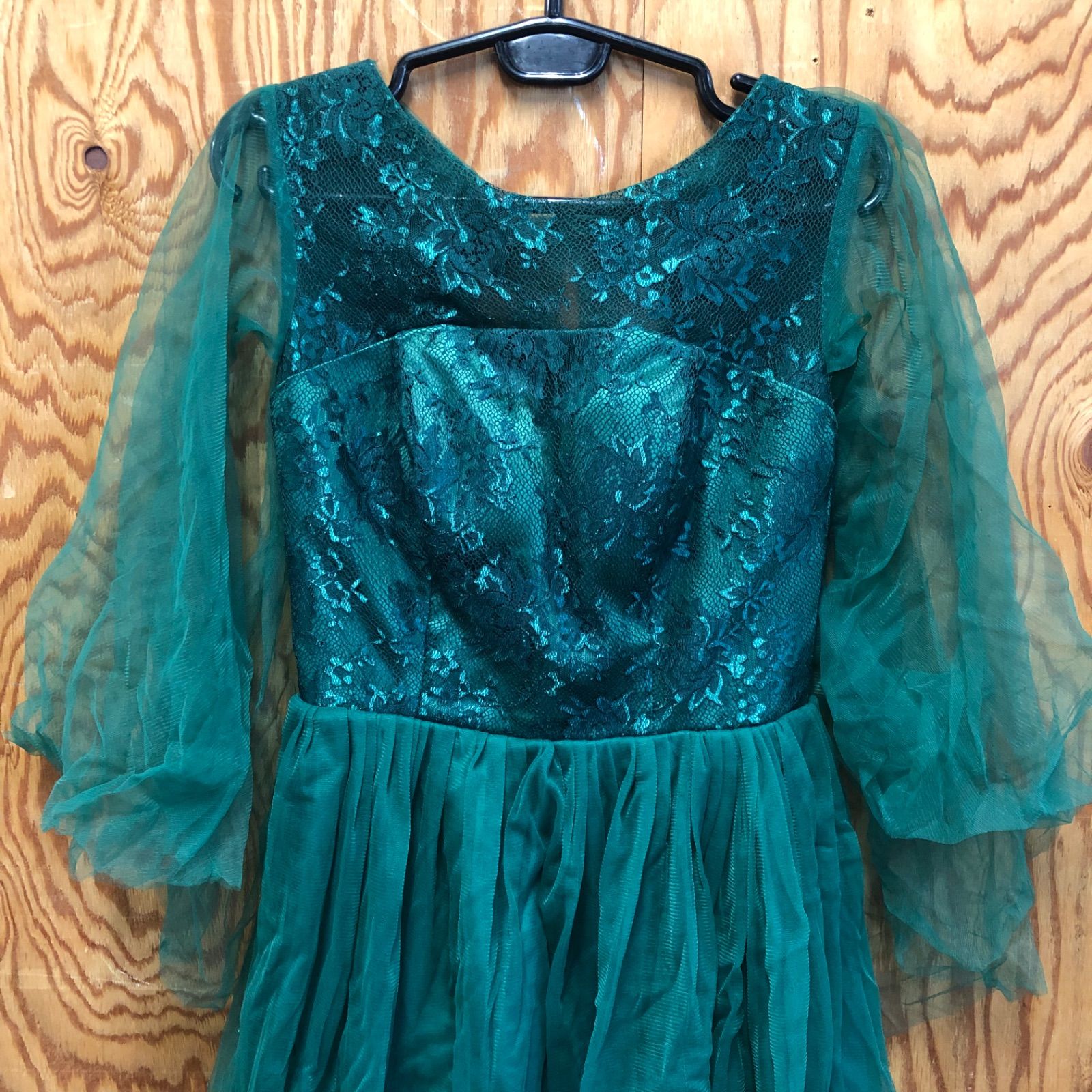 げ交渉 社交ダンスドレス パーティドレス シースルー グリーン フリル