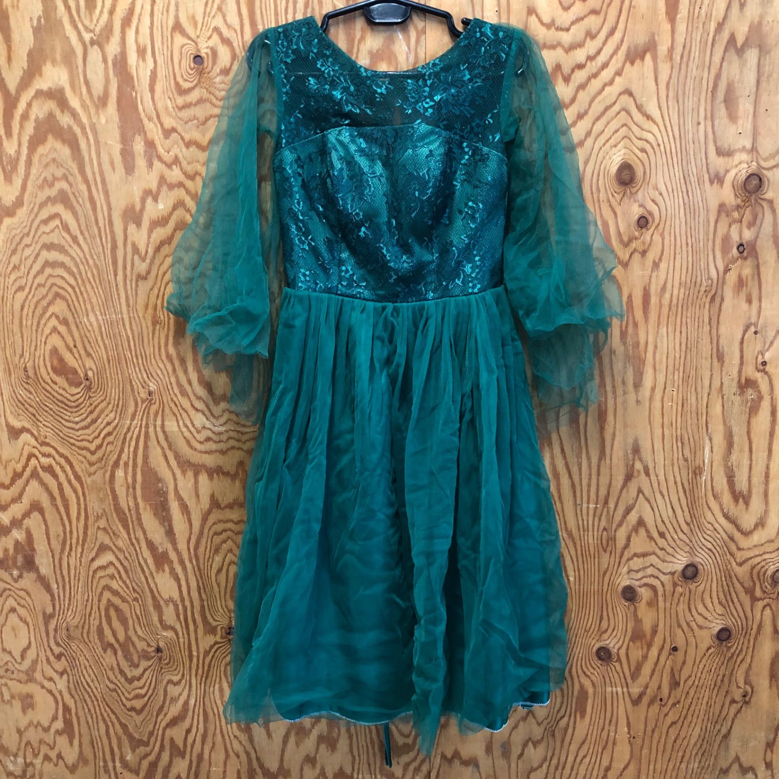 $ げ交渉 社交ダンスドレス パーティドレス シースルー グリーン フリル