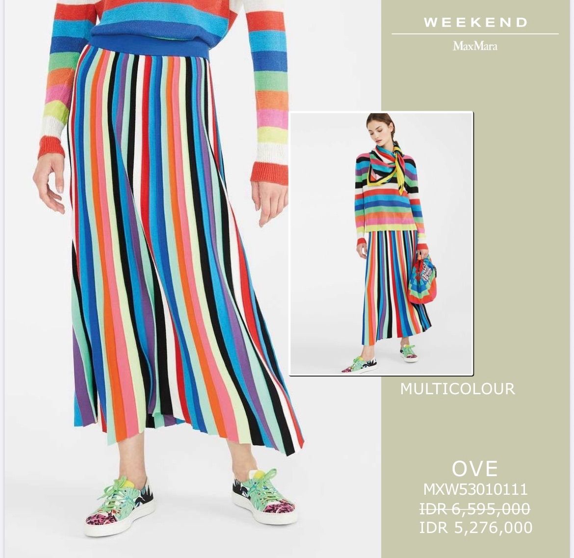 Weekend Max Mara ウィークエンドマックスマーラ Ove Skirt Multi マルチ ニットプリーツロングスカート