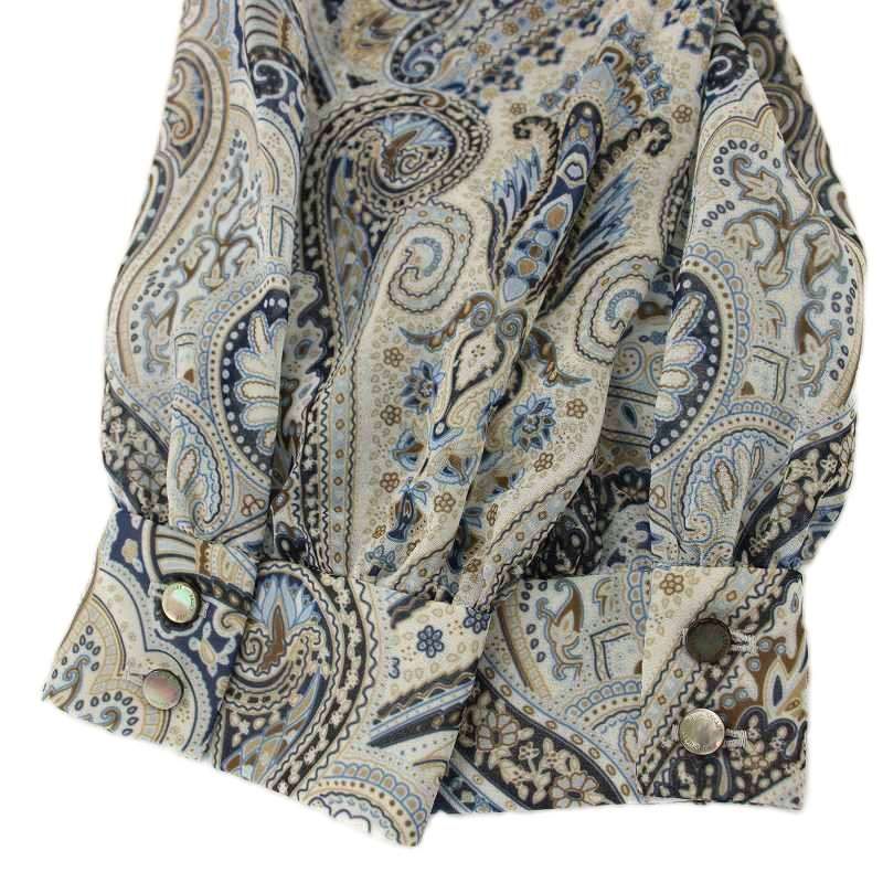  ポールスチュアート PAUL STUART シアーワンピース ペイズリー柄 ロング 長袖 6 青 ブルー K 1 J 10 342 20 G 長袖 七分袖 その他