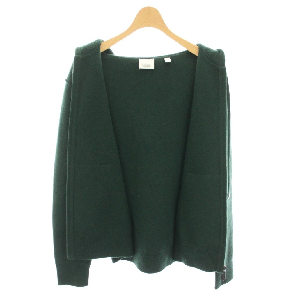 バーバリー ロンドン LONDON ジップアップニットパーカー 長袖 ロゴ刺繍 カシミヤ S 緑 グリーン 8037209 YT お手入れ簡単 パーカー 
