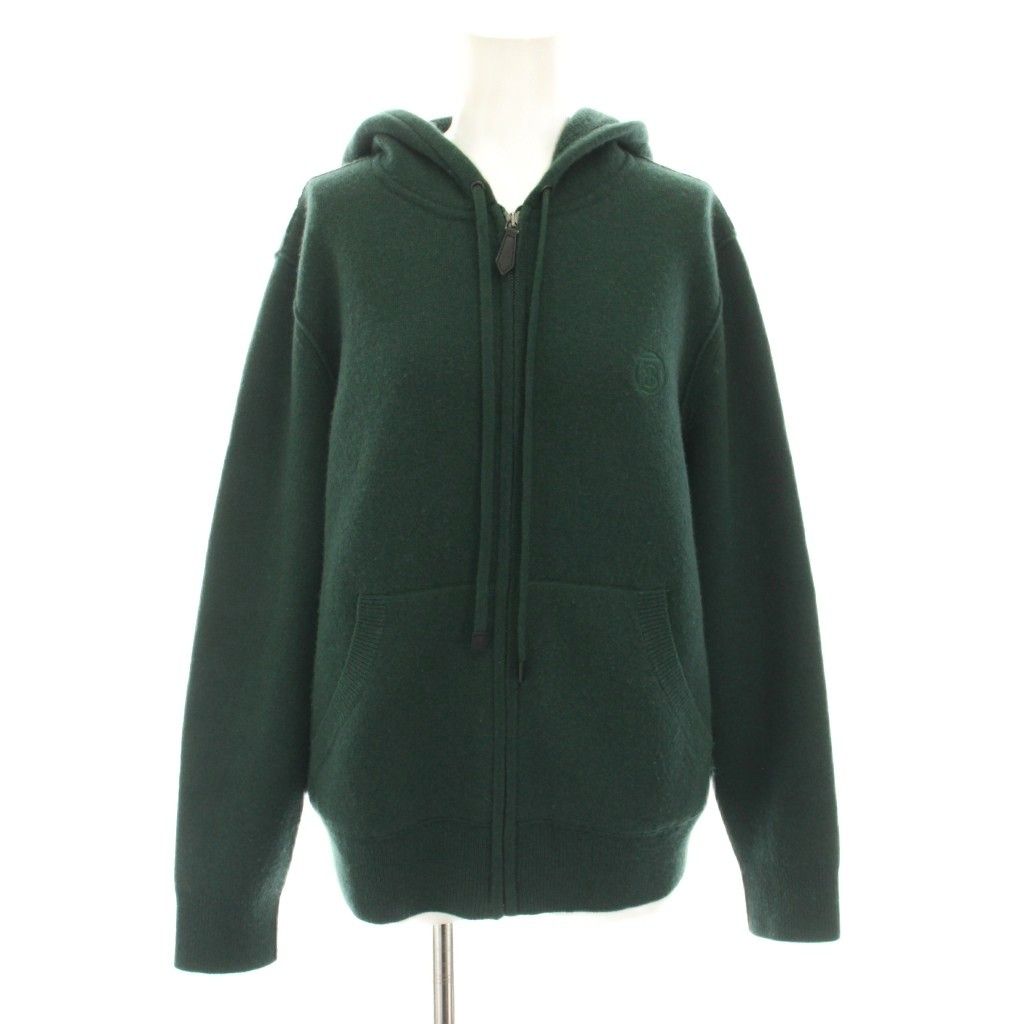 バーバリー ロンドン LONDON ジップアップニットパーカー 長袖 ロゴ刺繍 カシミヤ S 緑 グリーン 8037209 YT