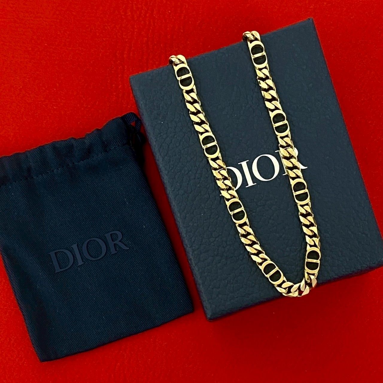 箱 袋付き Christian Dior クリスチャンディオール CD ロゴ GP ネックレス チョーカー ペンダント アクセサリー ゴールド 05029