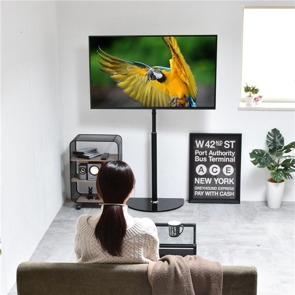 テレビスタンド 約W 55×D 38×H 136 cm ブラック 組立品