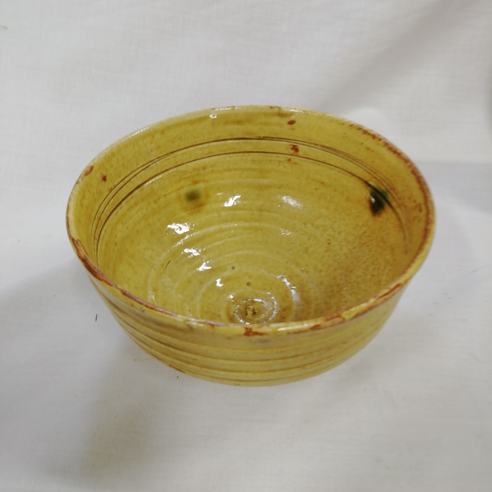 長期未使用品】美濃焼 黄瀬戸茶わん 菓子鉢 茶道具 茶箱 茶碗 レトロ