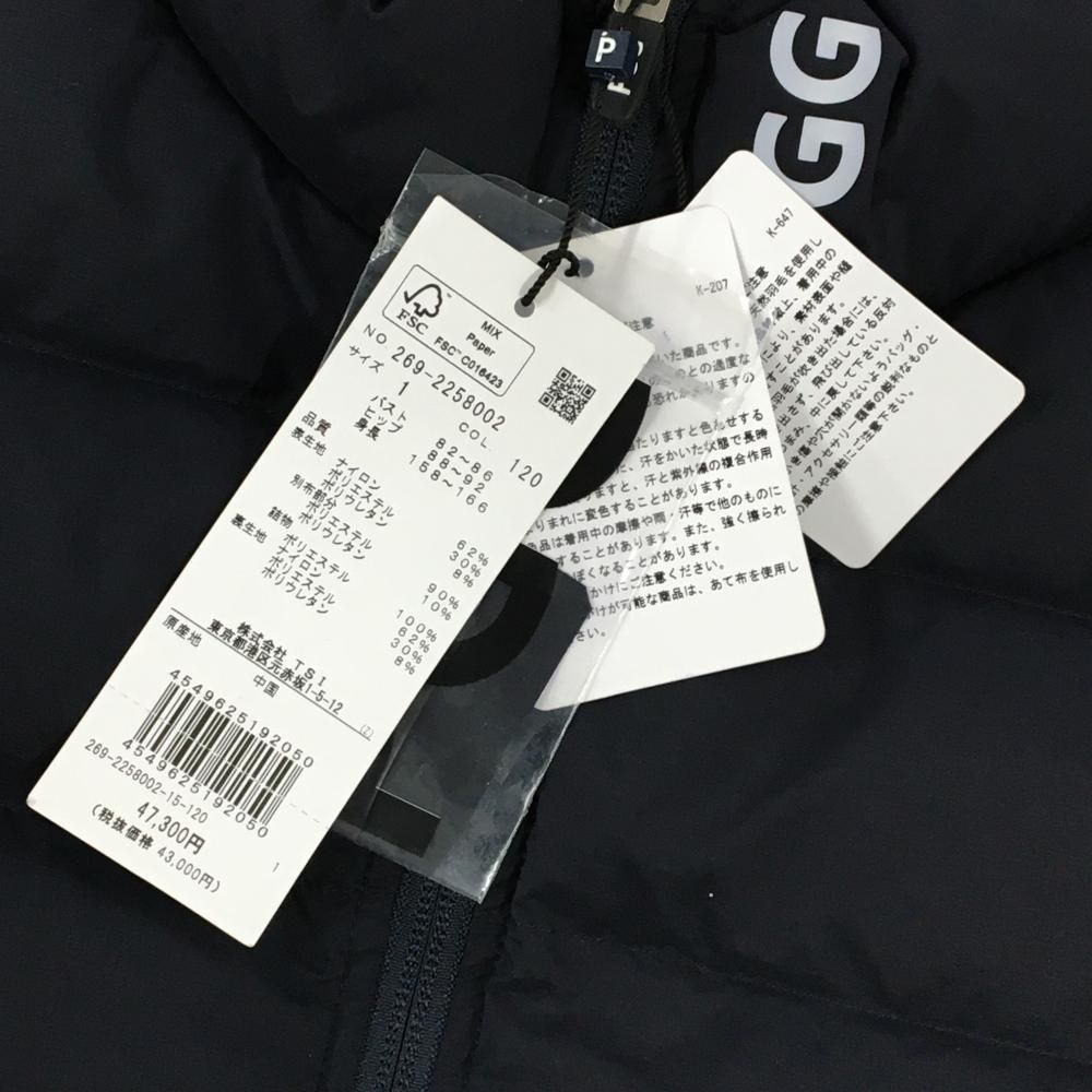 新品】PGGパーリーゲイツ 中綿ベスト ネイビー×白 背面ロゴ レディース