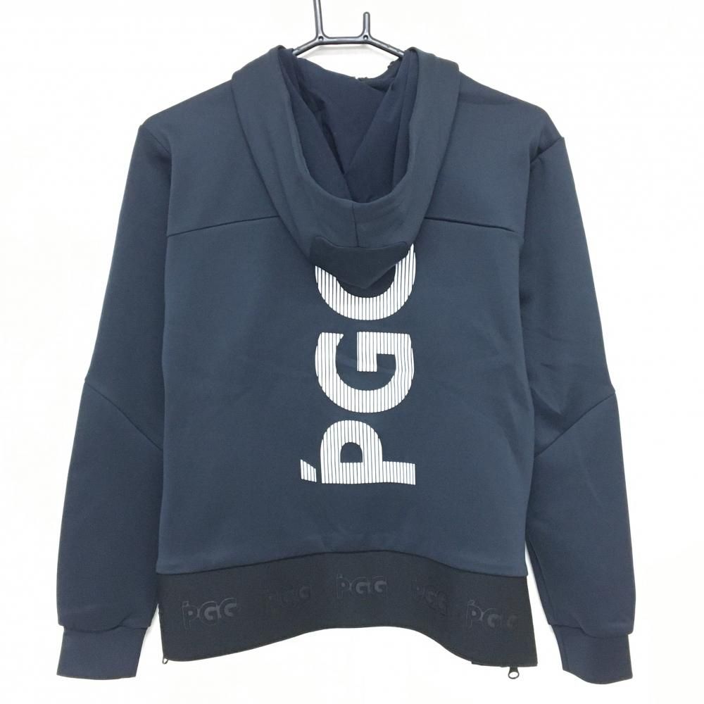新品】PGGパーリーゲイツ ジップパーカー ネイビー×白 背面ビッグロゴ