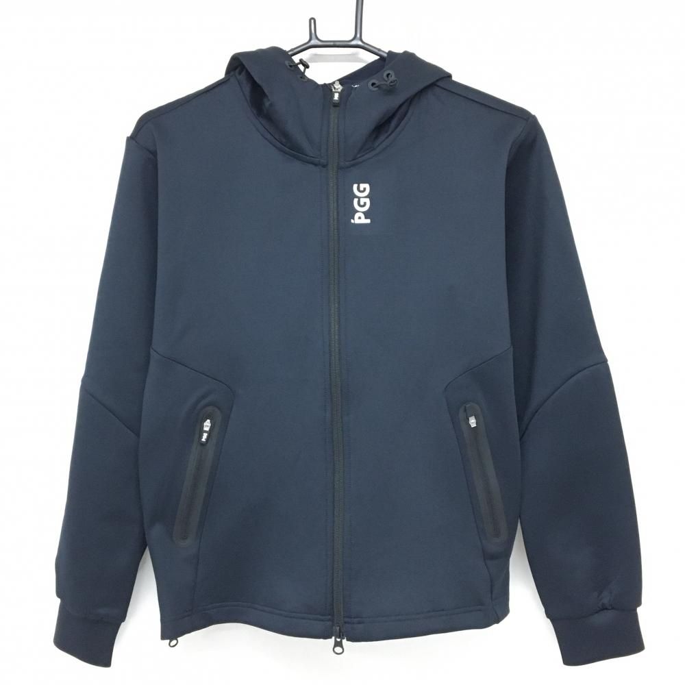 PGGパーリーゲイツ ジップパーカー ネイビー 白 背面ビッグロゴ ブルゾン レディース 1 M ゴルフウェア PEARLY GATES